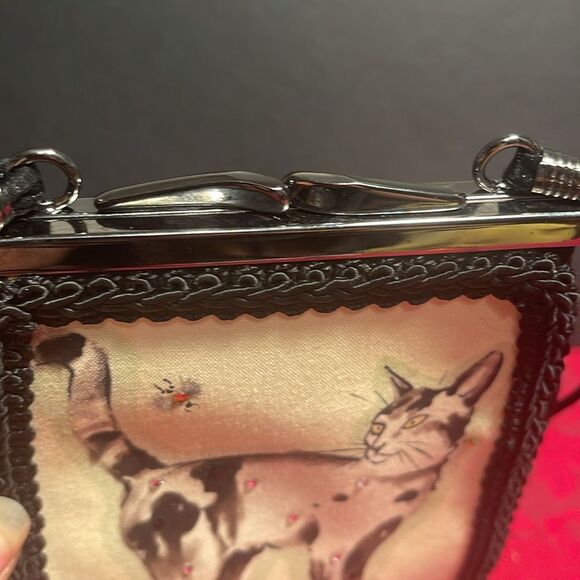 Liz Soto Cat Hand Made Purse‎ Beaded Tassels Black and White - Picture 4 of 8